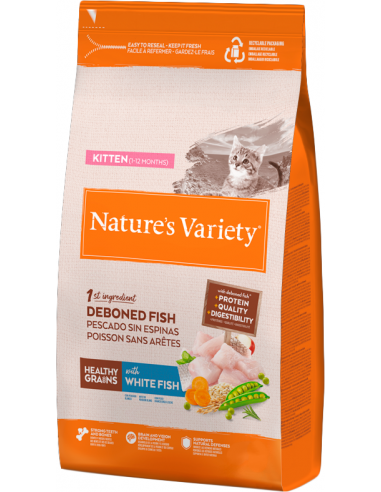 Nature`s Variety Cat Kitten Healthy Grain Pescado Blanco. EAN 8410650597744
