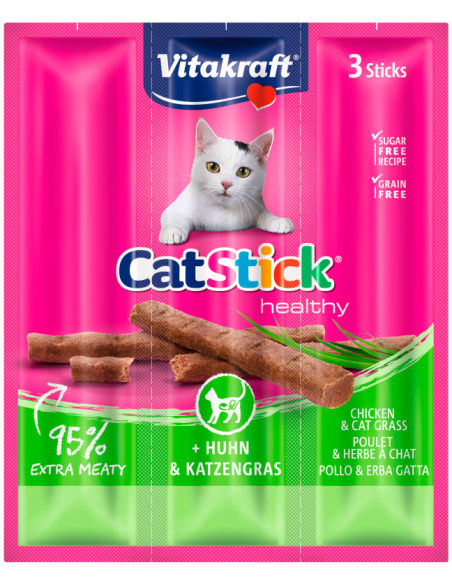 Vitakraft Cat Stick Healthy Pollo y Hierba Gatera 18 gr (3 sticks). EAN 4008239312198
