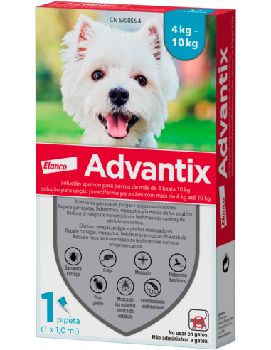 Advantix Pipeta per a gossos de 4-10 kg. EAN 4007221043126