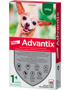 Advantix Pipeta para perros de hasta 4 kg. EAN 4007221043119