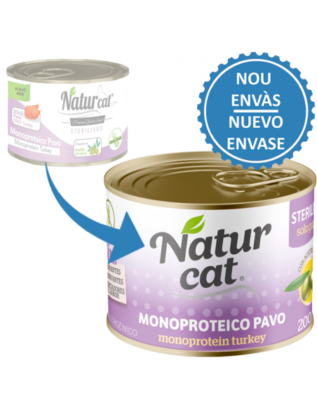 NaturCat Sterilised Monoproteico Pavo 200 gr. EAN 606110285513