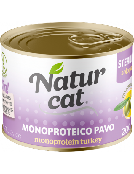 NaturCat Sterilised Monoproteico Pavo 200 gr. EAN 606110285513