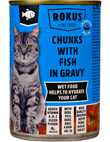 Rokus Cat Trossos de Peix en Salsa 415 gr. EAN 8710862994851