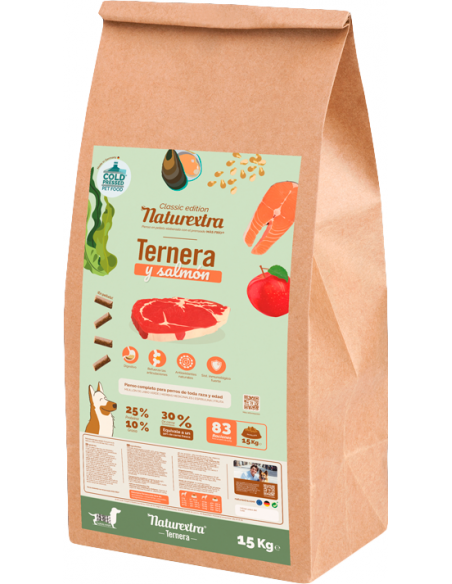 Naturextra Dog Vedella i Salmó 15 kg. 8436565216587
