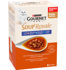 Purina Gourmet Soup Royale Salmón, Bacalao y Solla 6x45 gr. EAN 8445291848719