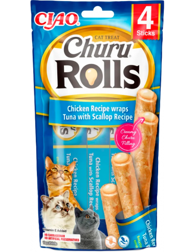 Ciao Cat Churu Rolls Pollo con Atún y Vieira 4x10 gr. EAN 8859387700773