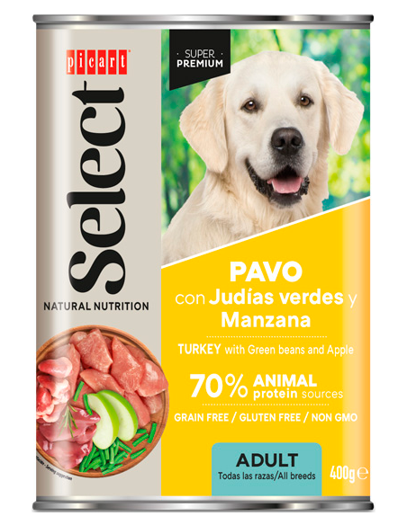Picart Select Dog Adult Light Pavo con Judías Verdes y Manzana 400 gr. EAN 8436011151974