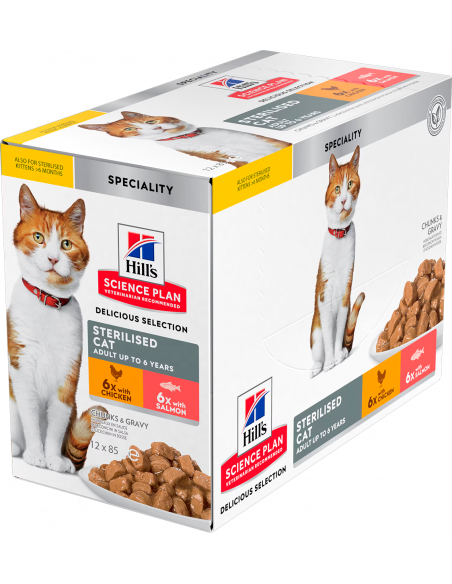 Hill`s Science Plan Cat Adult Sterilised Gravy Pollo y Salmón Multipack
