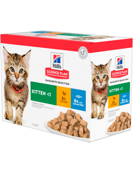 Hill`s Science Plan Cat Kitten Gravy Pollastre i Peix Multipack